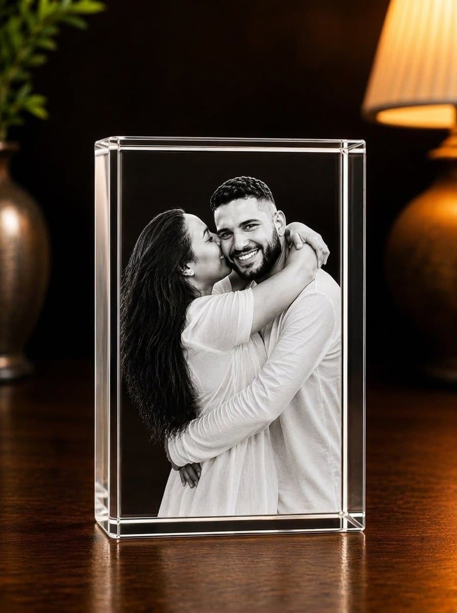 Cristal photo gravé en 3D, forme rectangle, ZCrystal