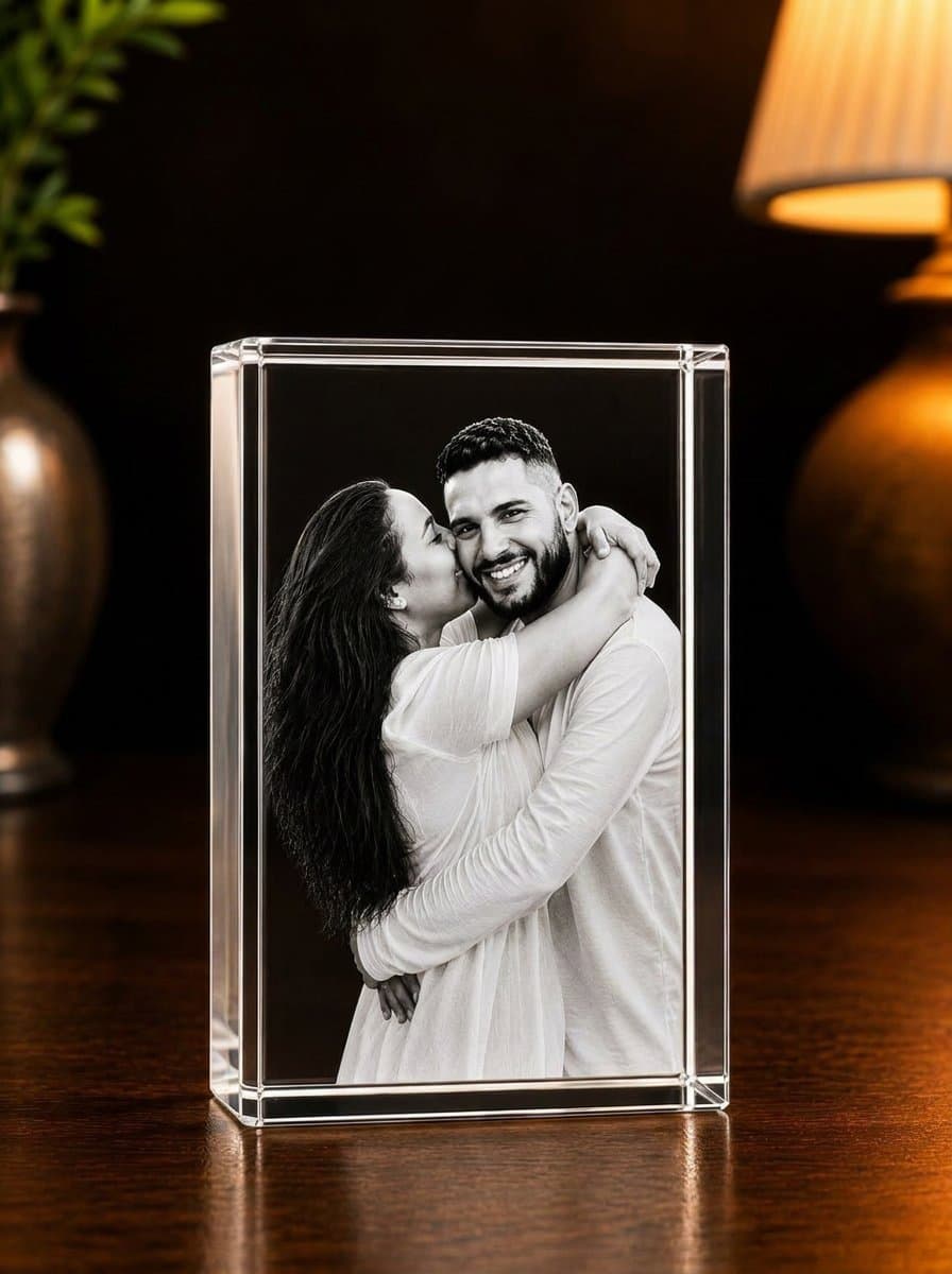 Cristal photo gravé en 3D, forme rectangle, ZCrystal
