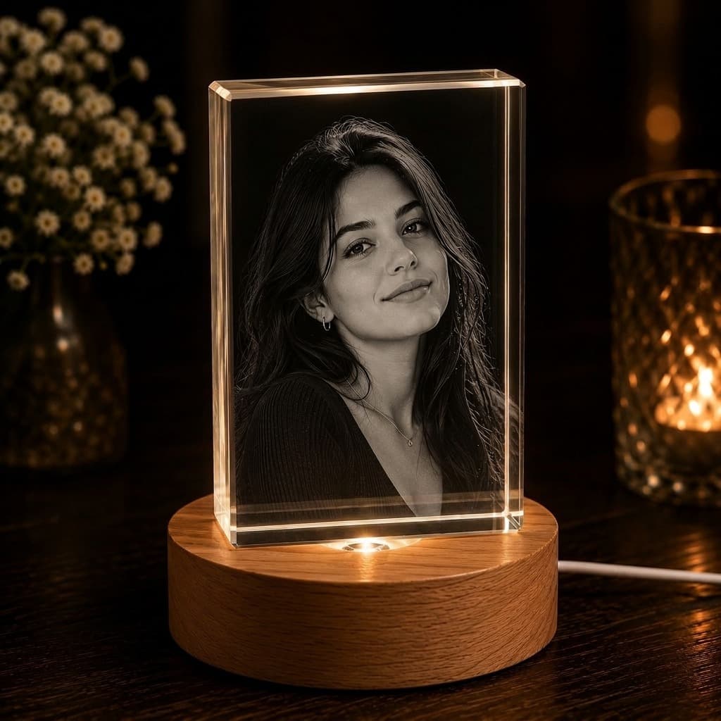 Cristal photo gravé en 3D, forme rectangle, ZCrystal